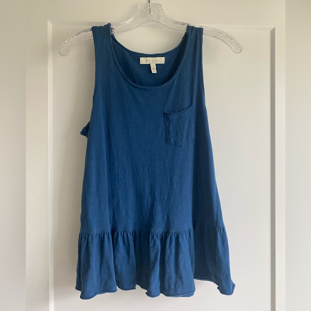 blue sleeveless top